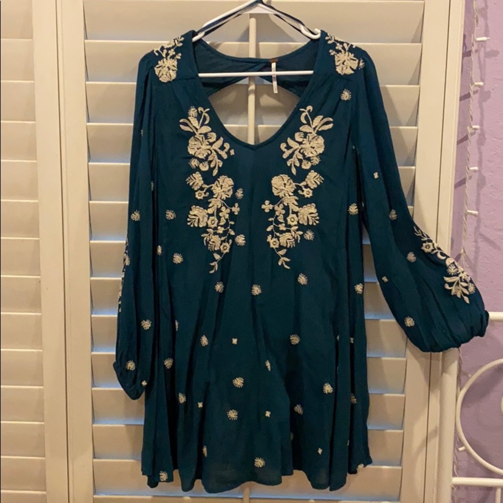 Teal Long Sleeve Dress